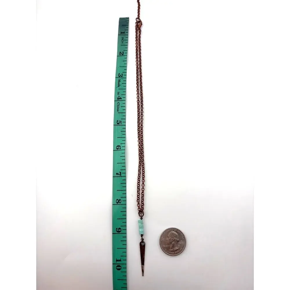 Handcrafted Artisan Made Bohemian Turquoise Spike Dagger Pendant Necklace